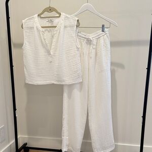 Z Supply White Gauze Top and Pants (lined) Set